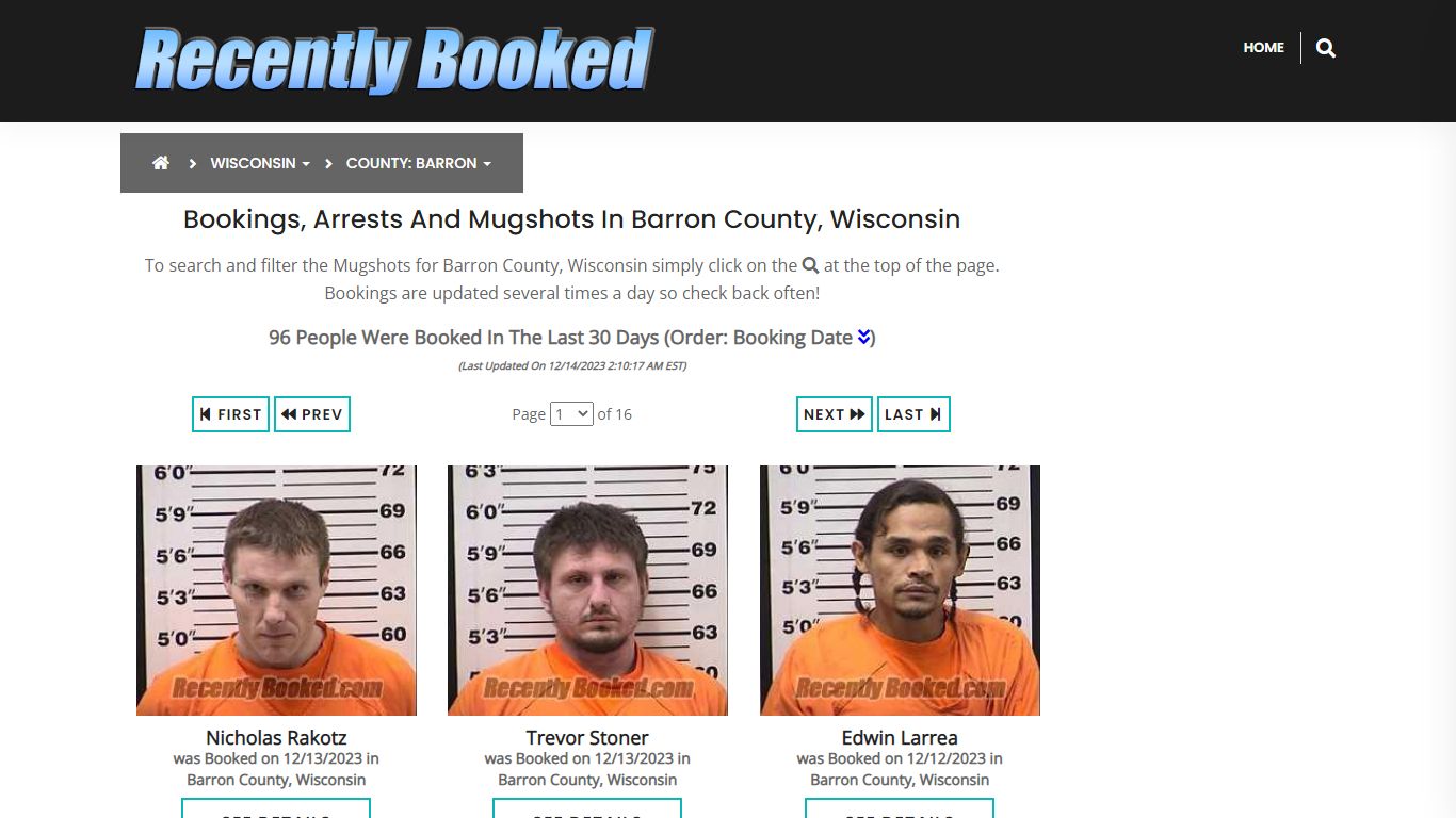 Bookings, Arrests and Mugshots in Barron County, Wisconsin