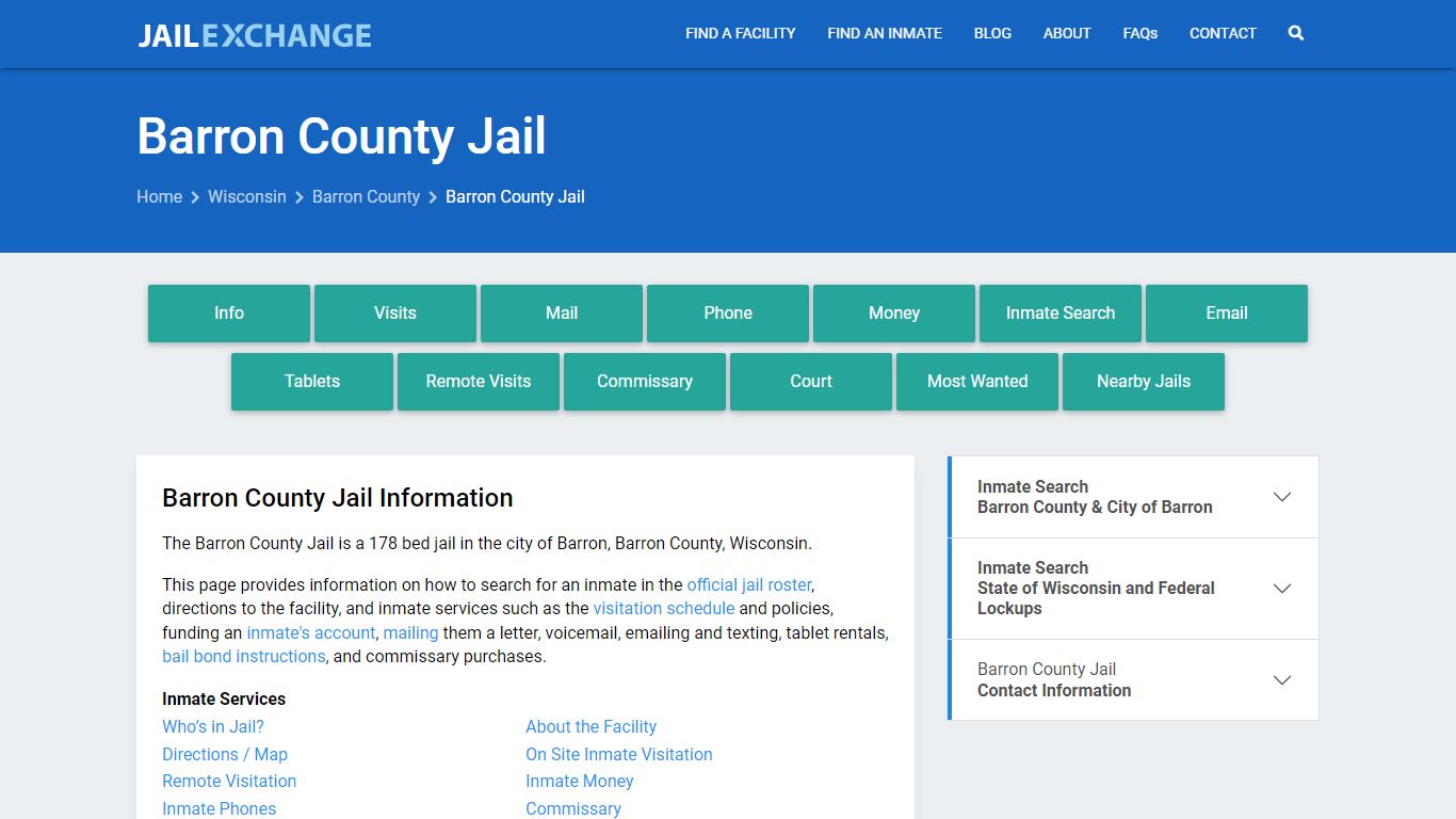 Barron County Jail, WI Inmate Search, Information